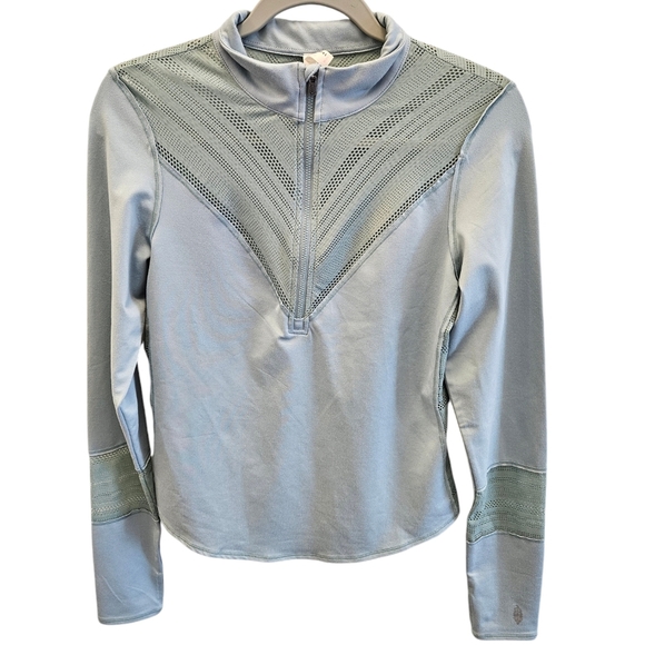 Free People Movement Zip Mesh Athletic Pullover Green Shirt Womens - Picture 1 of 5